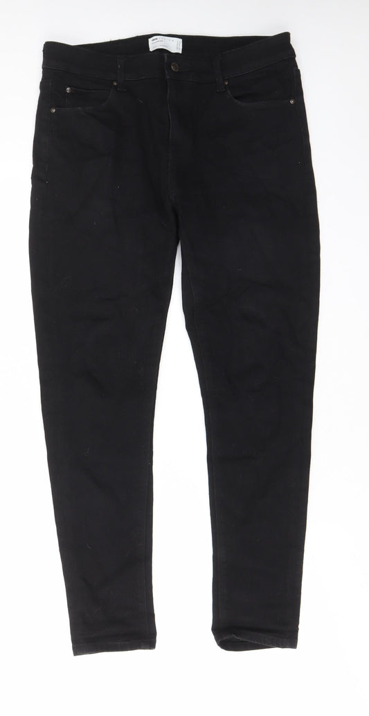 ASOS Womens Black Cotton Skinny Jeans Size 32 in L30 in Regular Zip - Pockets, Belt Loops