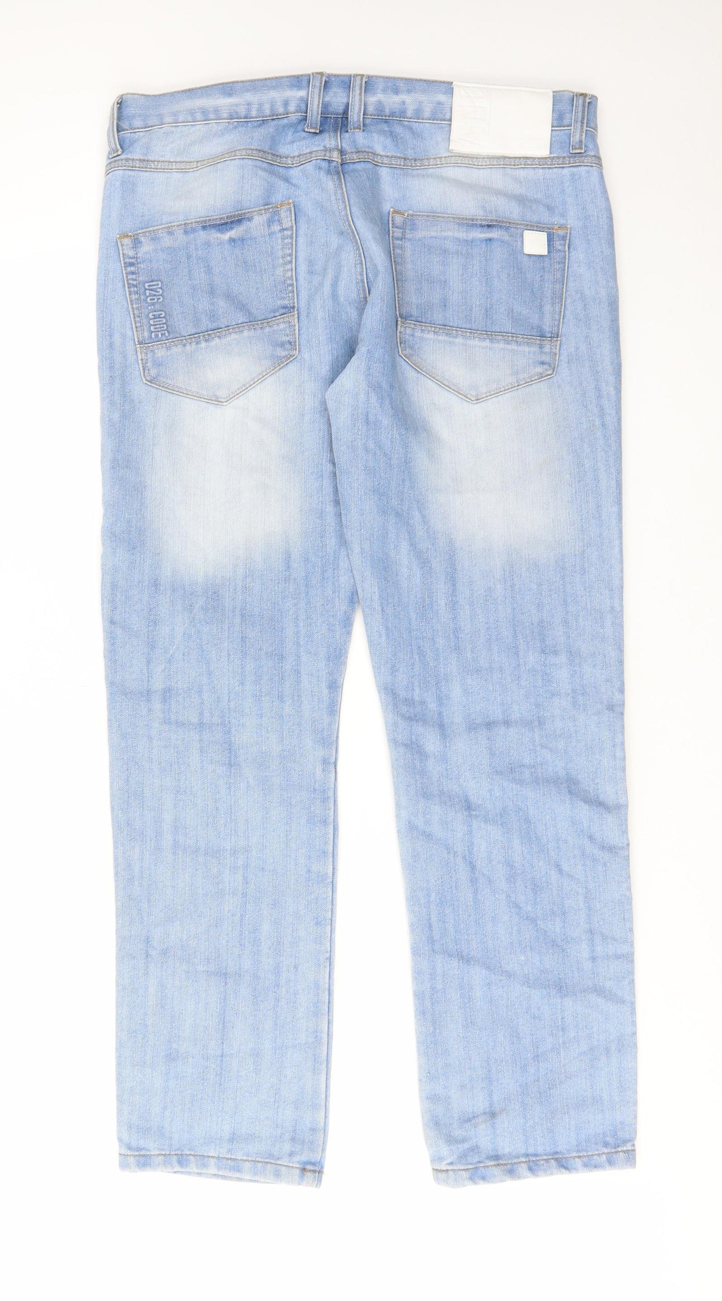 Denim & Co. Mens Blue Cotton Straight Jeans Size 34 in L30 in Regular Zip - Pockets, Belt Loops