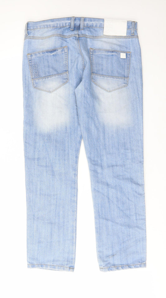 Denim & Co. Mens Blue Cotton Straight Jeans Size 34 in L30 in Regular Zip - Pockets, Belt Loops