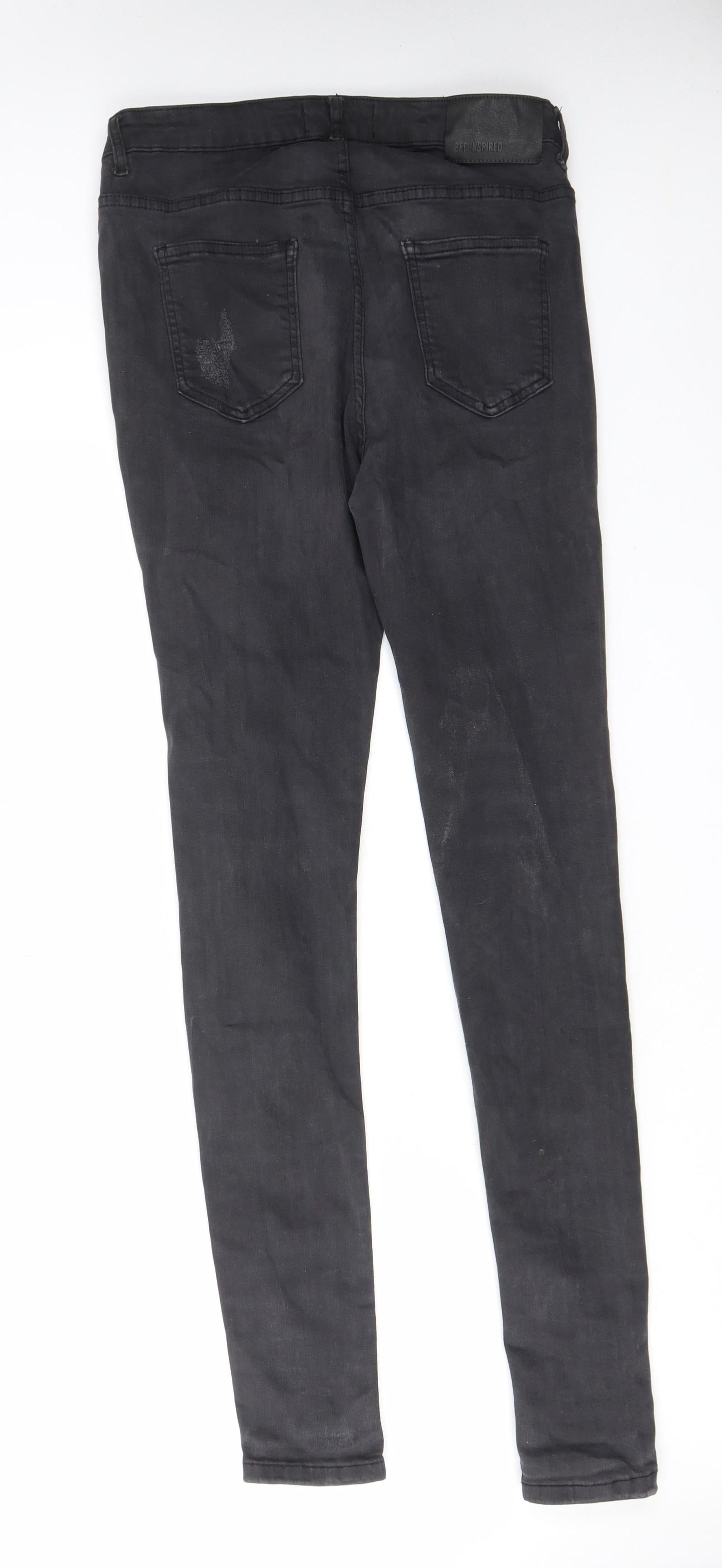 Bee Inspired Womens Black Cotton Skinny Jeans Size 30 in L32 in Regular Zip - Pockets, Belt Loops