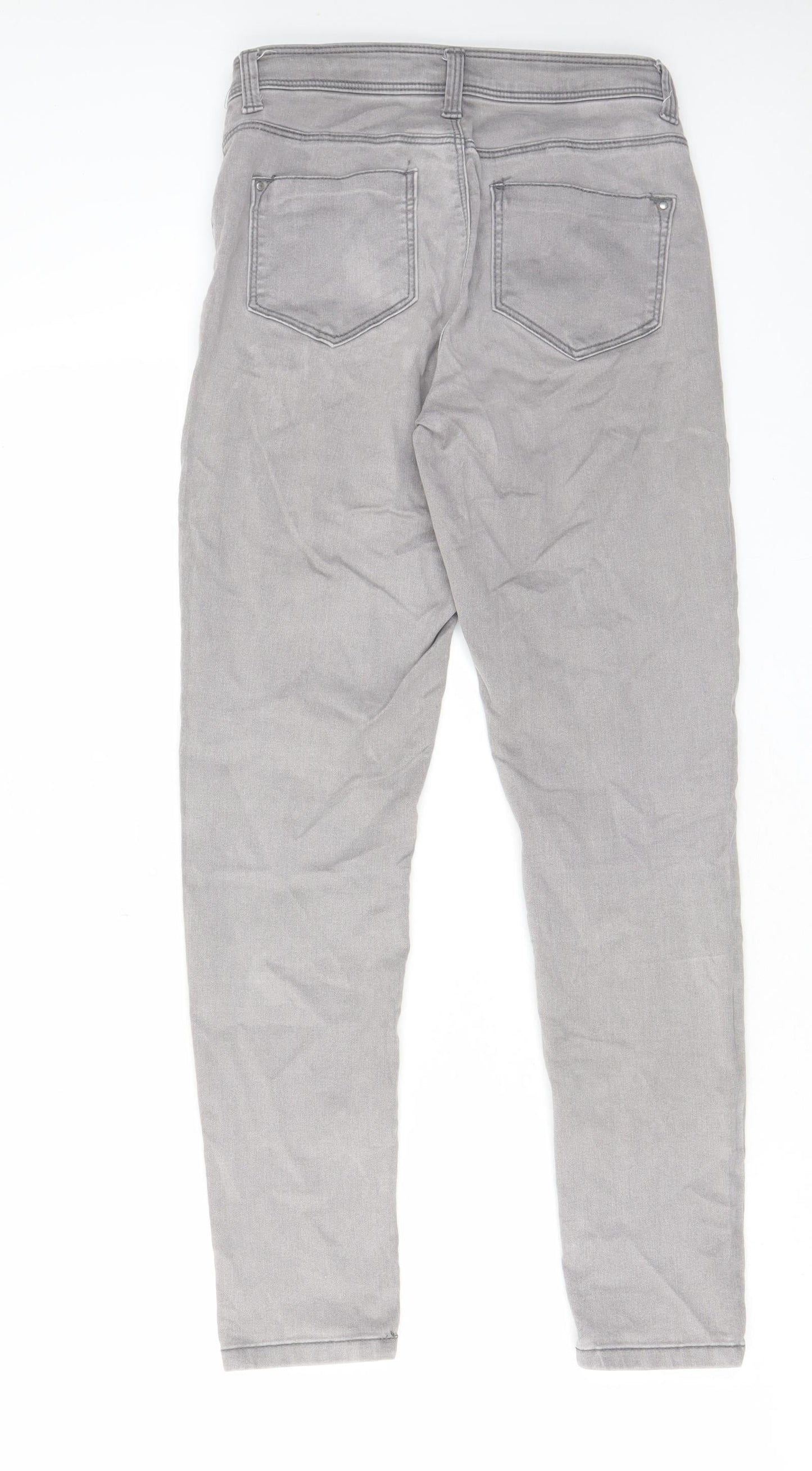 Dorothy Perkins Womens Grey Cotton Skinny Jeans Size 8 L27 in Regular Zip - Pockets, Belt Loops