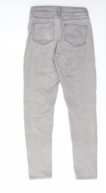 Dorothy Perkins Womens Grey Cotton Skinny Jeans Size 8 L27 in Regular Zip - Pockets, Belt Loops