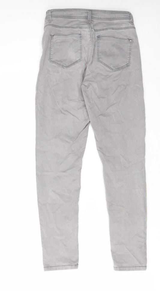 Dorothy Perkins Womens Grey Cotton Skinny Jeans Size 8 L27 in Regular Zip - Pockets, Belt Loops