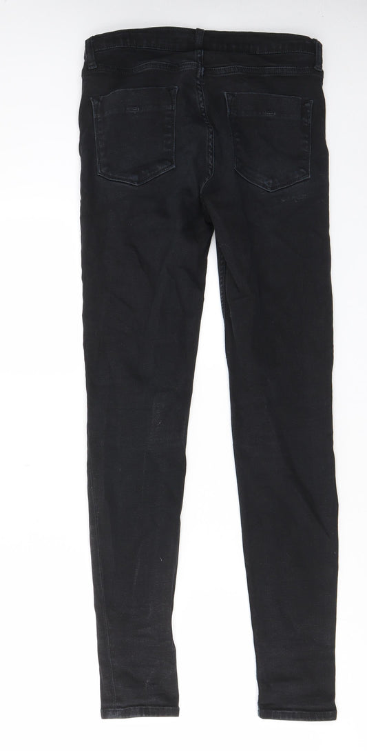 FC Jeans Womens Black Cotton Skinny Jeans Size 10 L30 in Regular Zip - Pockets, Belt Loops