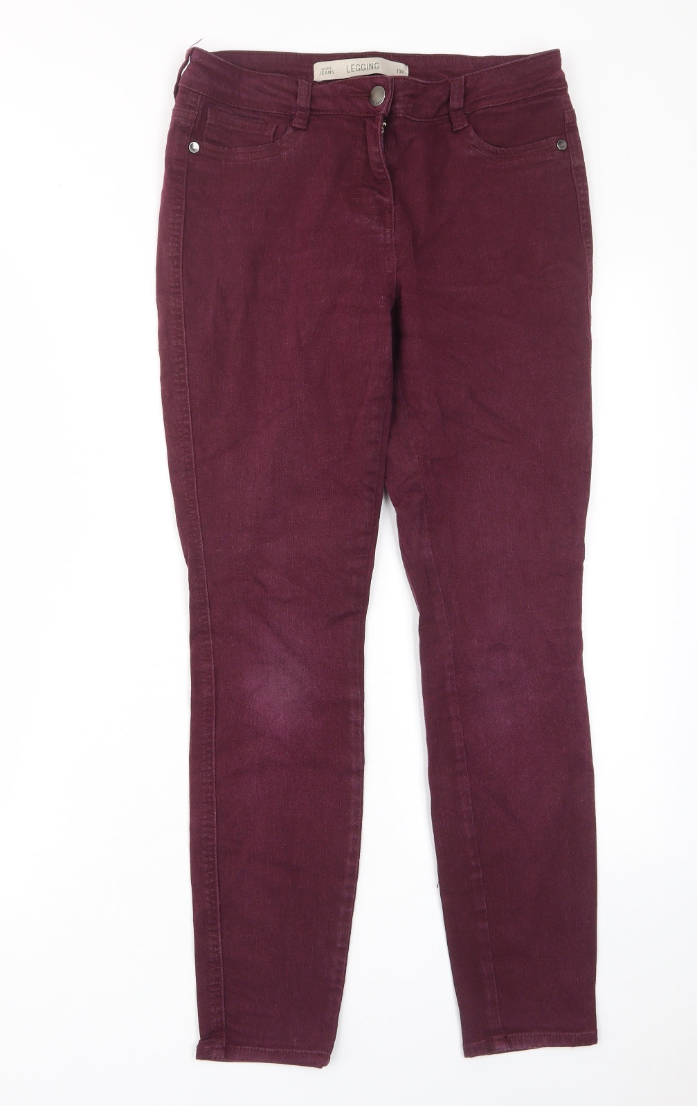 NEXT Womens Purple Cotton Skinny Jeans Size 10 L28 in Regular Zip - Pockets, Belt Loops