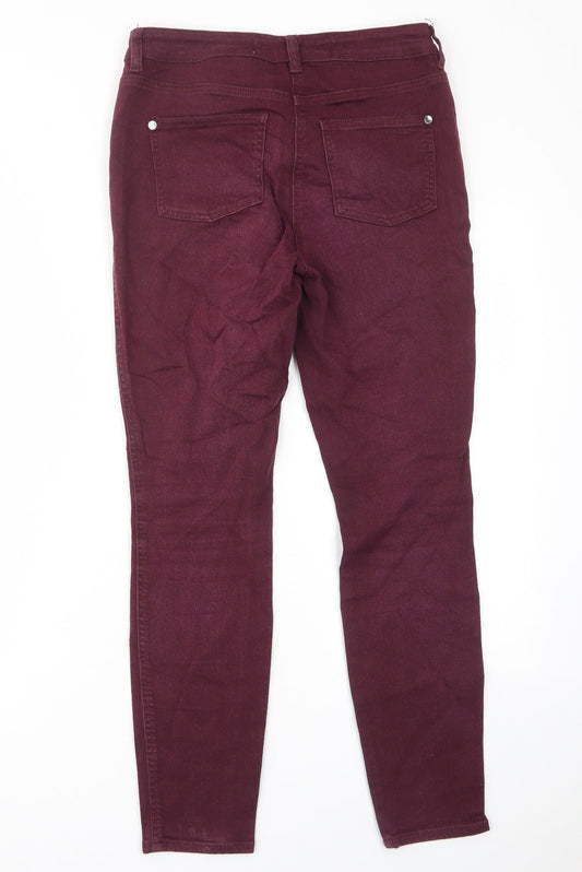 NEXT Womens Purple Cotton Skinny Jeans Size 10 L28 in Regular Zip - Pockets, Belt Loops