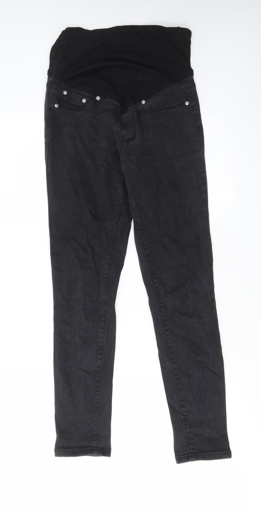 Boohoo Womens Black Cotton Skinny Jeans Size 8 L27 in Regular - Elastic waist