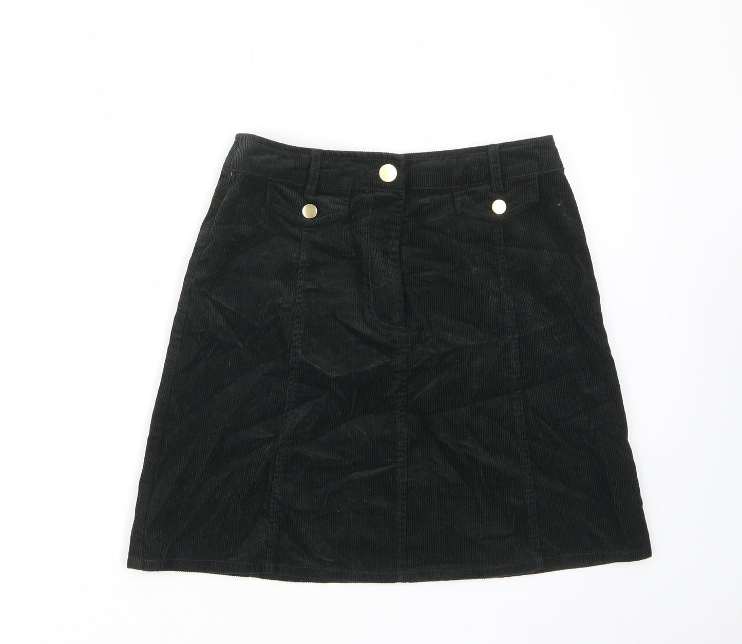 Oasis Womens Green Cotton A-Line Skirt Size 8 Zip - Buttons