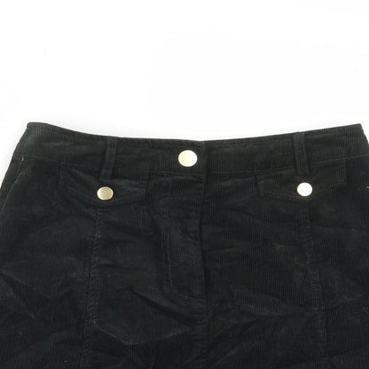 Oasis Womens Green Cotton A-Line Skirt Size 8 Zip - Buttons