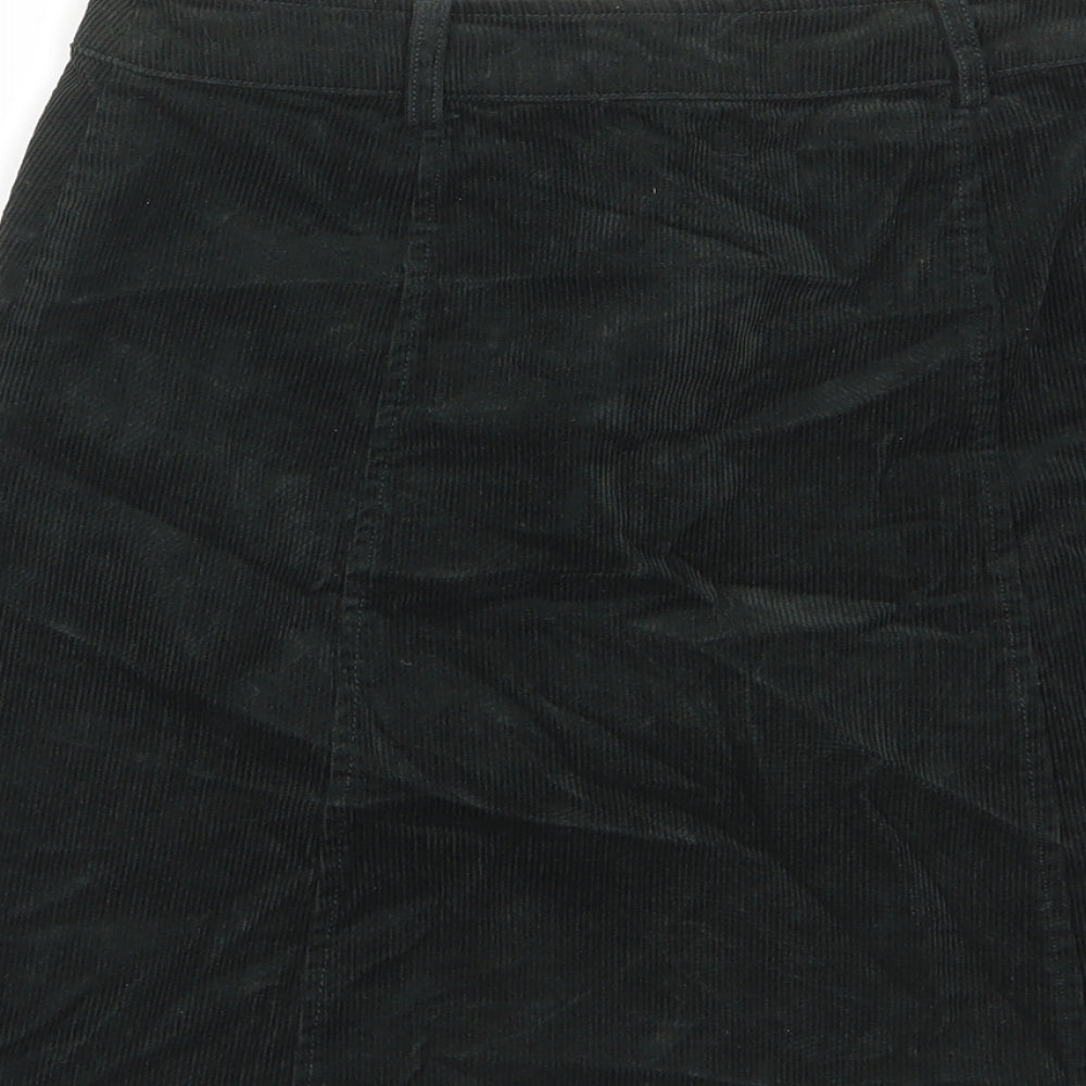 Oasis Womens Green Cotton A-Line Skirt Size 8 Zip - Buttons