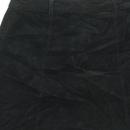 Oasis Womens Green Cotton A-Line Skirt Size 8 Zip - Buttons