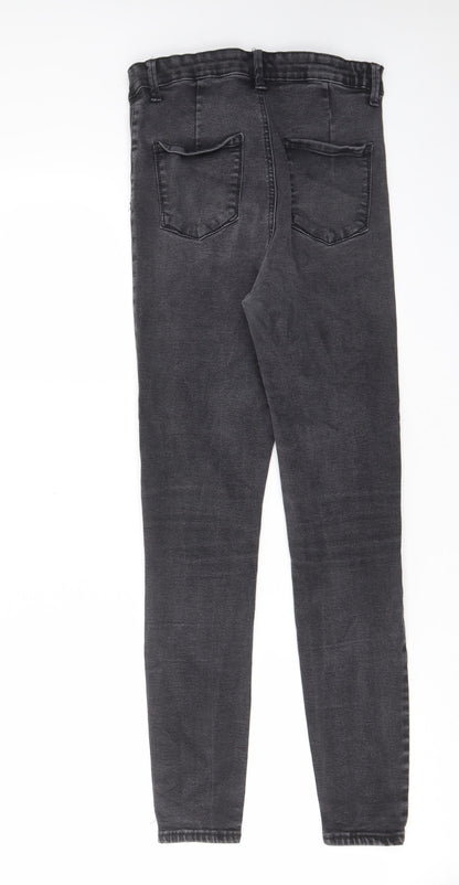 Denim & Co. Womens Grey Cotton Skinny Jeans Size 14 L27 in Regular Zip - Pockets, Belt Loops