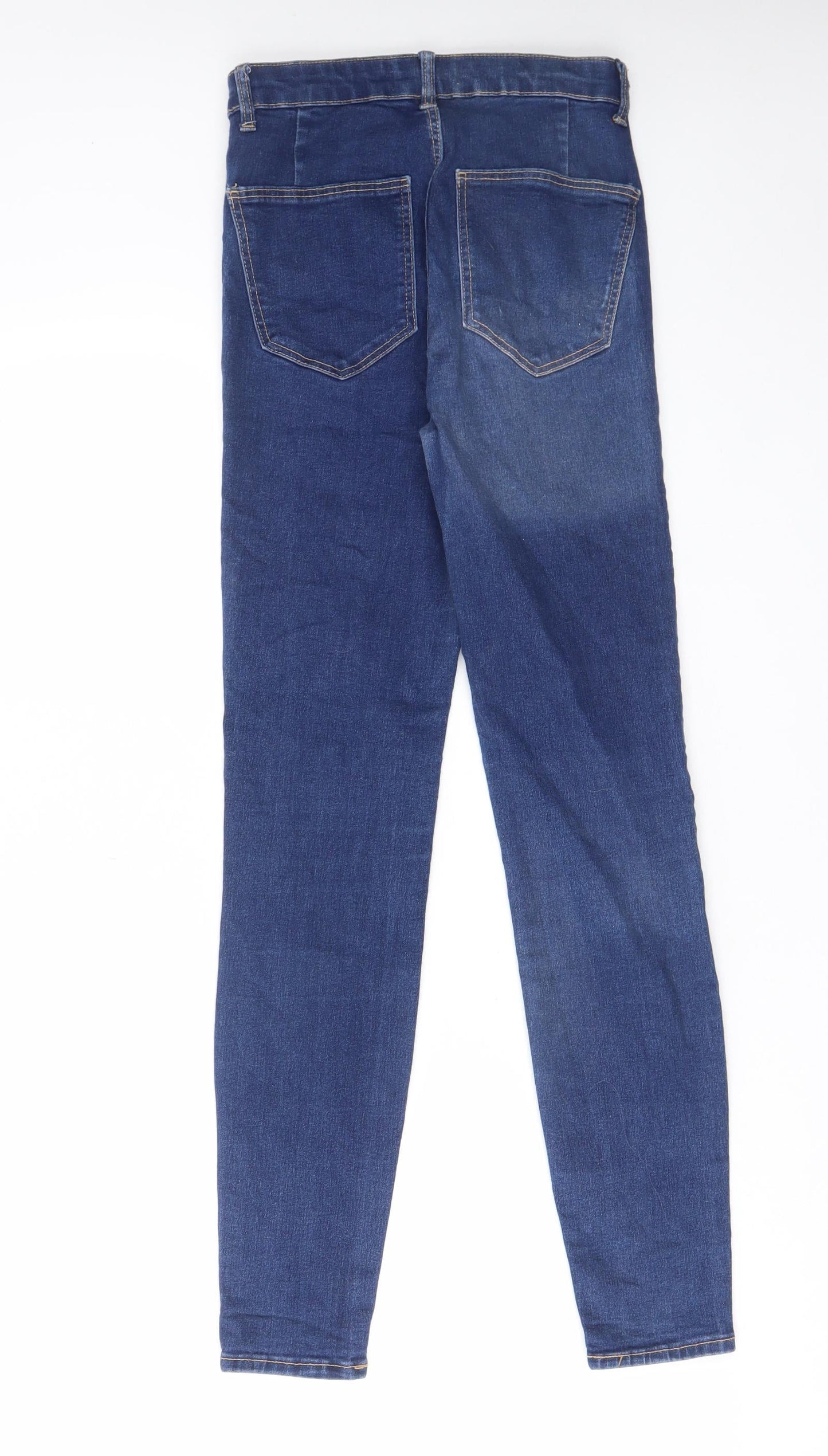 Zara Womens Blue Cotton Skinny Jeans Size 8 L28 in Regular Zip - Pockets, Belt Loops