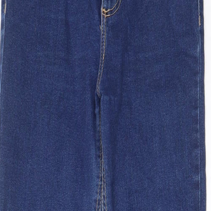 Zara Womens Blue Cotton Skinny Jeans Size 8 L28 in Regular Zip - Pockets, Belt Loops