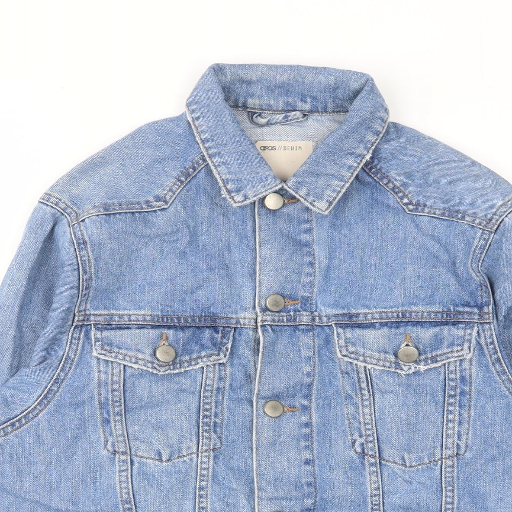 ASOS Womens Blue Jacket Size 6 Button - Oversized, Pockets