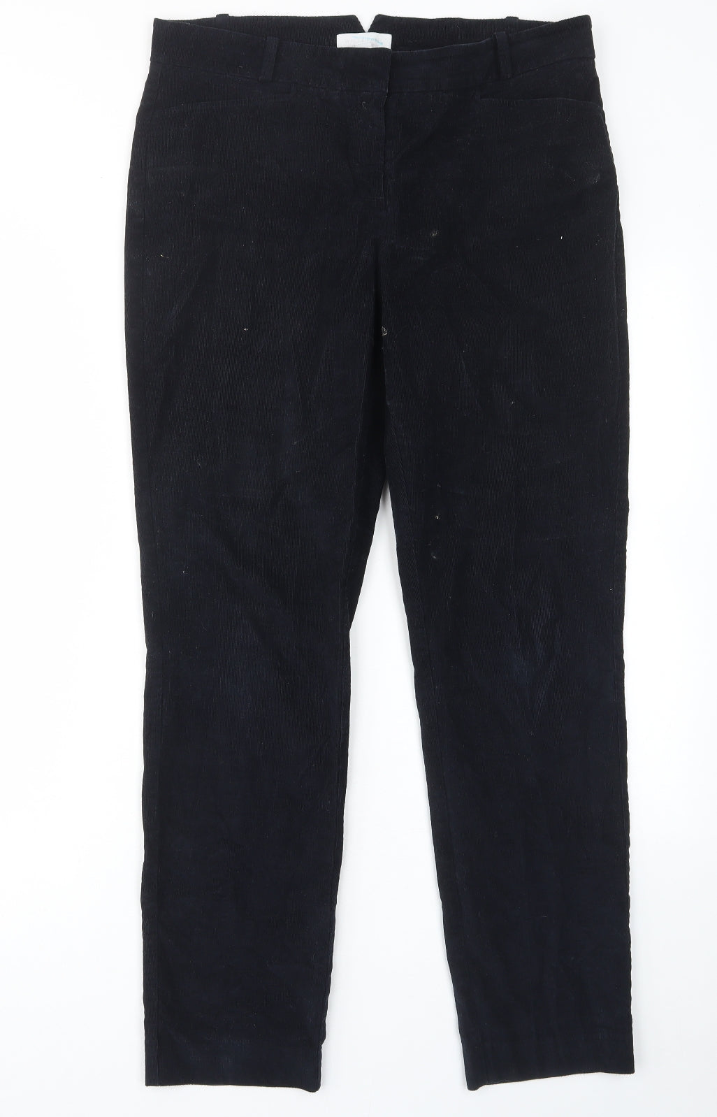 The White Label Womens Blue Cotton Trousers Size 12 L30 in Regular Hook & Eye - Pockets