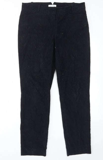The White Label Womens Blue Cotton Trousers Size 12 L30 in Regular Hook & Eye - Pockets