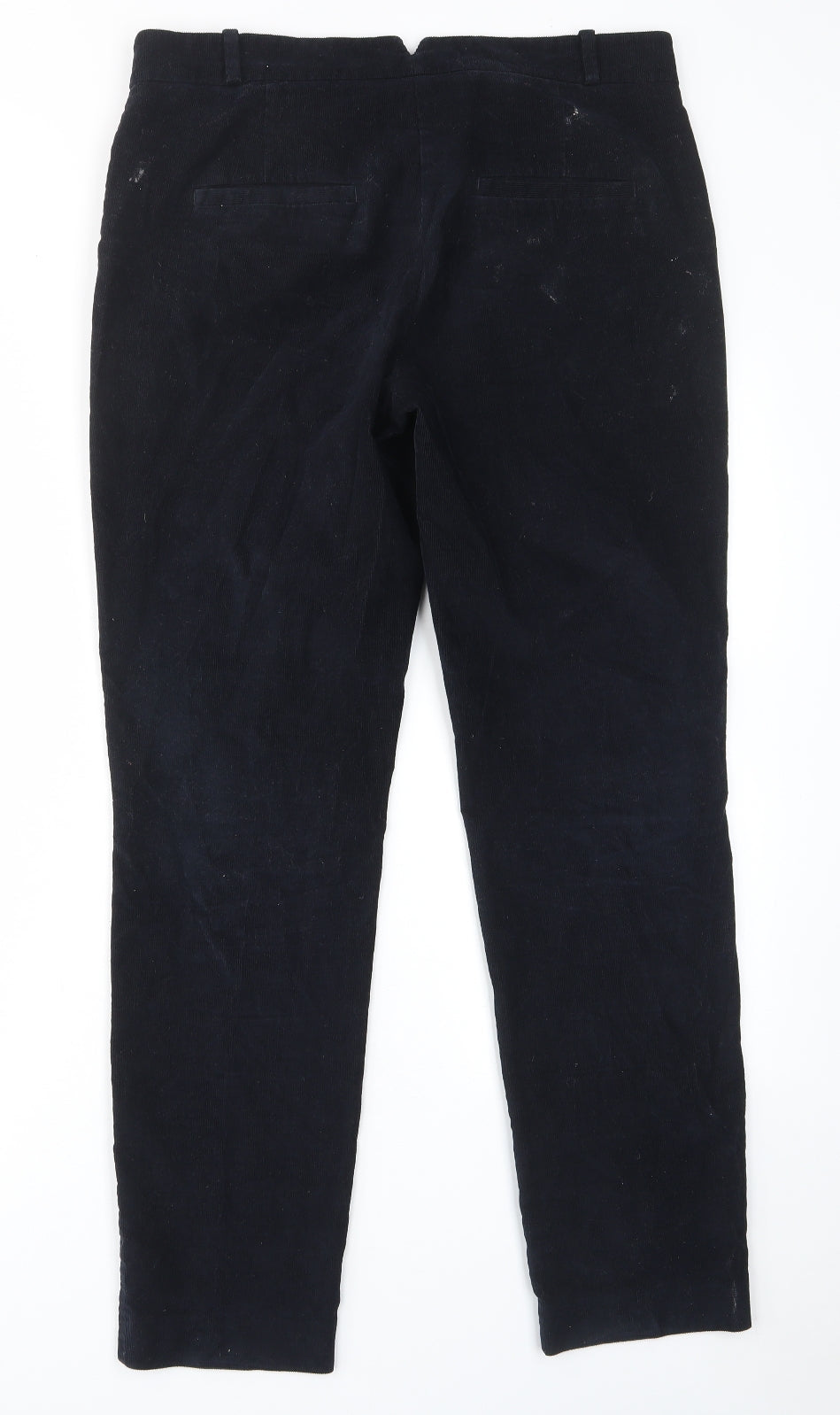 The White Label Womens Blue Cotton Trousers Size 12 L30 in Regular Hook & Eye - Pockets