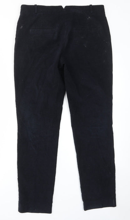 The White Label Womens Blue Cotton Trousers Size 12 L30 in Regular Hook & Eye - Pockets