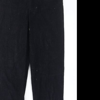 The White Label Womens Blue Cotton Trousers Size 12 L30 in Regular Hook & Eye - Pockets