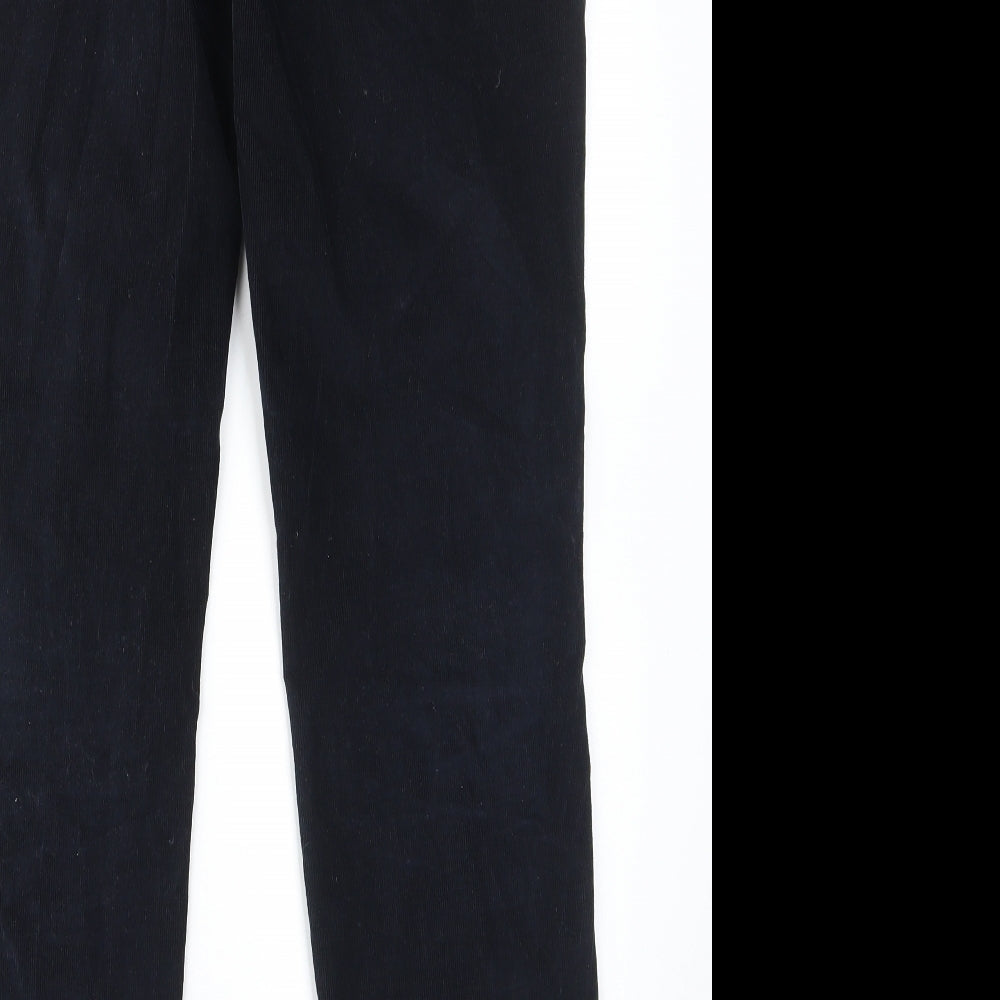 The White Label Womens Blue Cotton Trousers Size 12 L30 in Regular Hook & Eye - Pockets