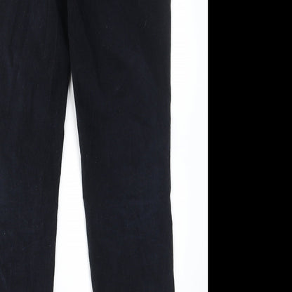 The White Label Womens Blue Cotton Trousers Size 12 L30 in Regular Hook & Eye - Pockets
