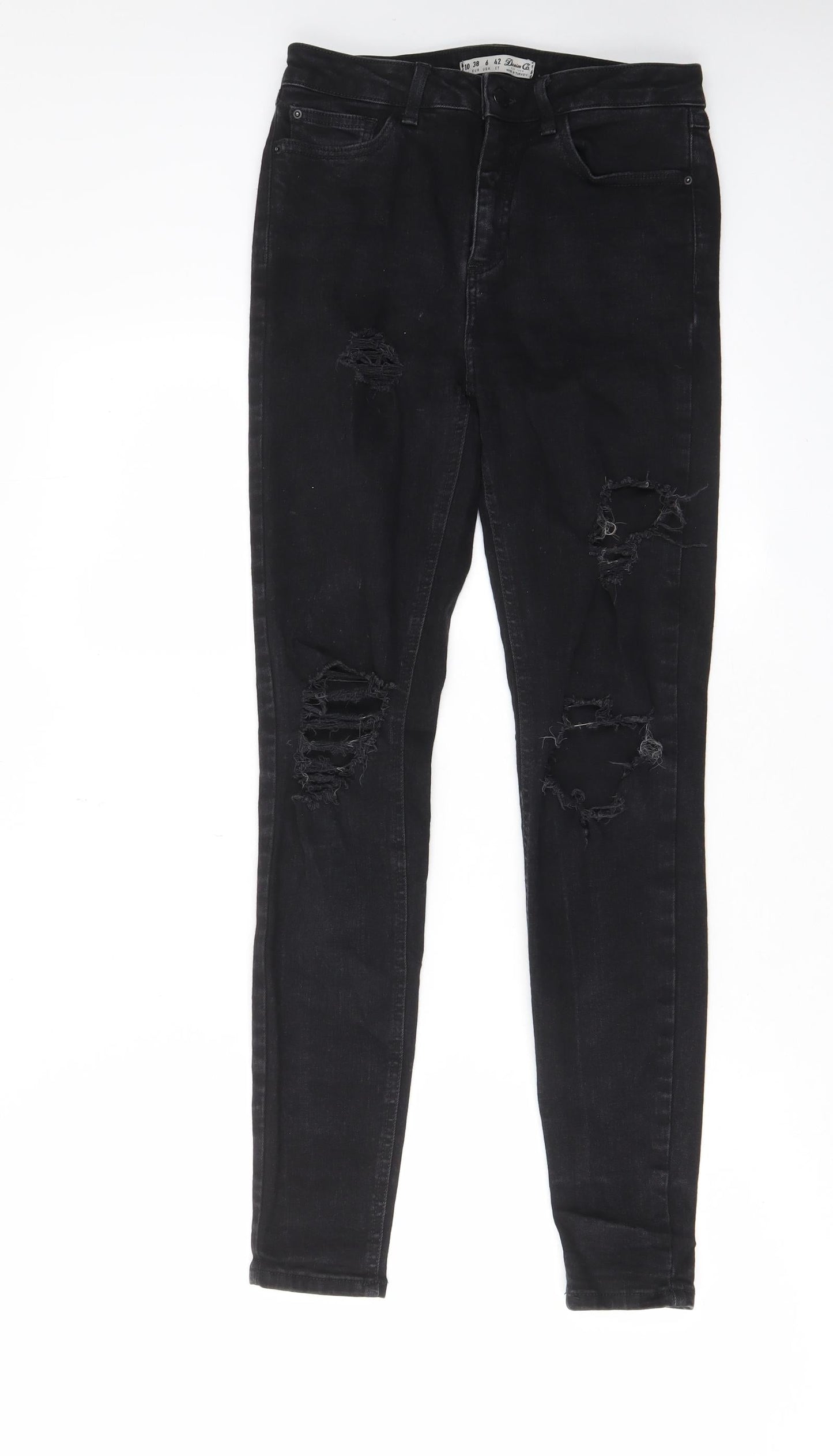 Denim & Co. Womens Black Cotton Skinny Jeans Size 10 L28 in Regular Zip - Pockets, Belt Loops