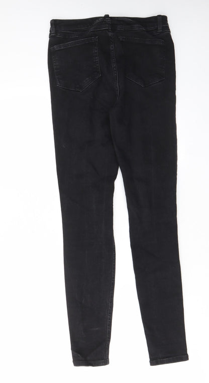 Denim & Co. Womens Black Cotton Skinny Jeans Size 10 L28 in Regular Zip - Pockets, Belt Loops