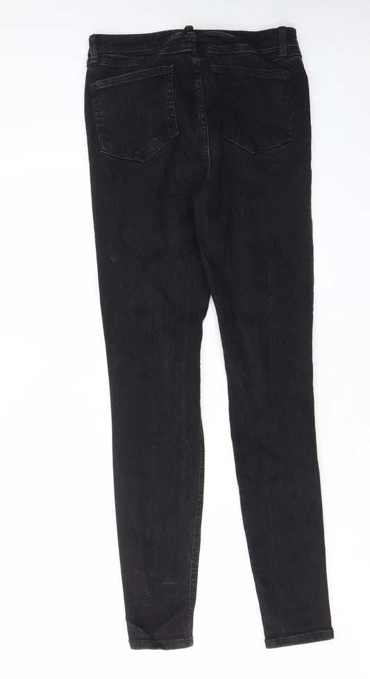 Denim & Co. Womens Black Cotton Skinny Jeans Size 10 L28 in Regular Zip - Pockets, Belt Loops