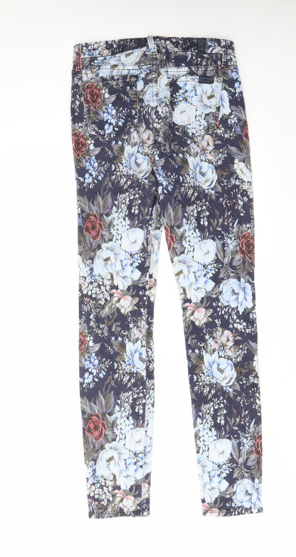 7 For All Mankind Womens Multicoloured Floral Cotton Straight Jeans Size 26 in L29 in Regular Zip - Pockets, Belt Loops