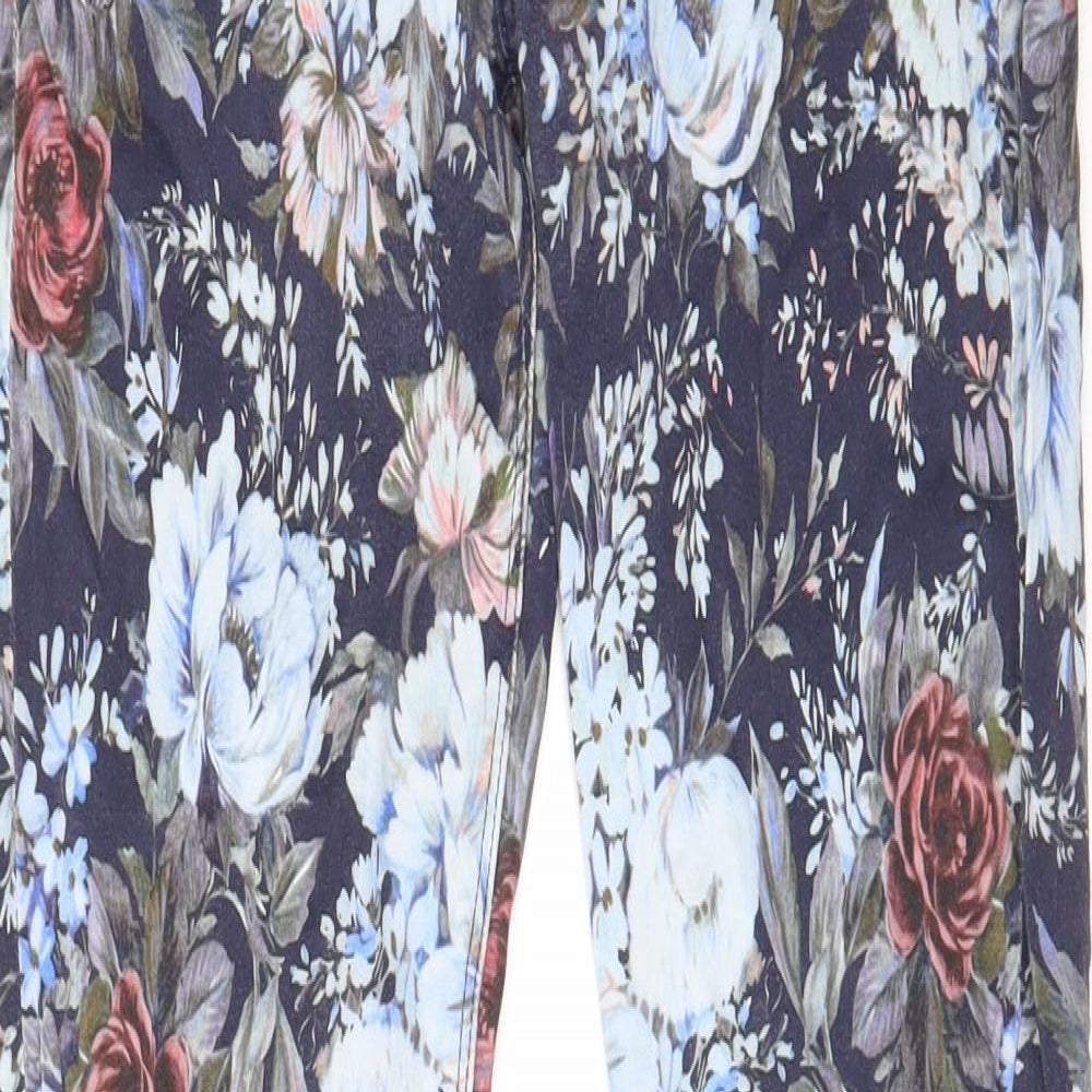 7 For All Mankind Womens Multicoloured Floral Cotton Straight Jeans Size 26 in L29 in Regular Zip - Pockets, Belt Loops