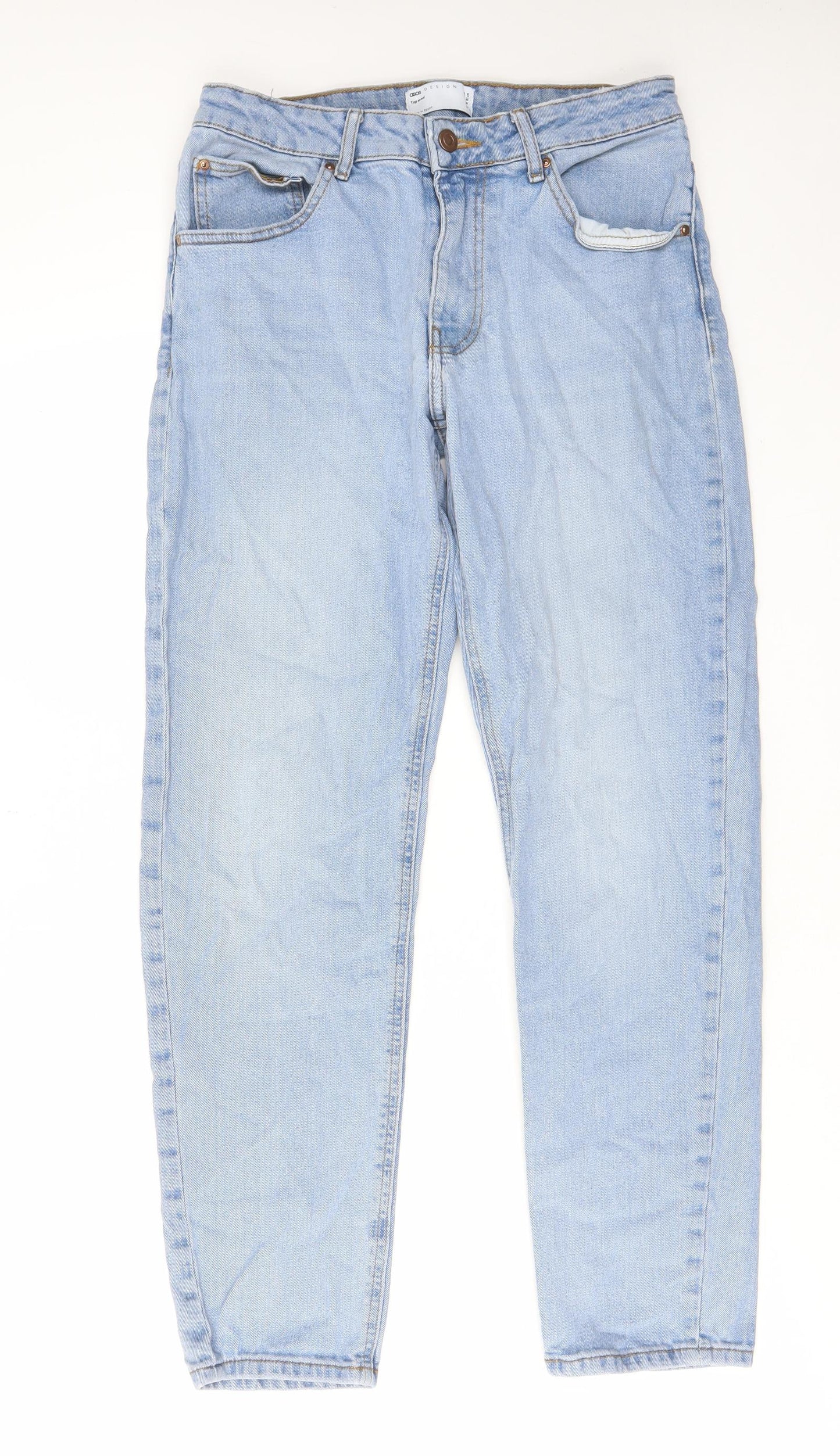 ASOS Womens Blue Cotton Straight Jeans Size 32 in L32 in Regular Zip - Pockets, Belt Loops