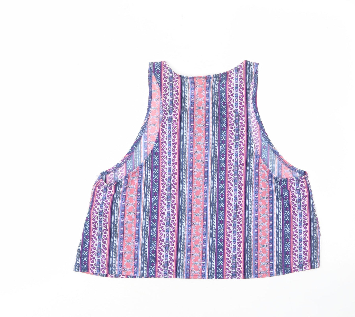 H&M Womens Multicoloured Geometric Polyester Cropped Tank Size M Crew Neck