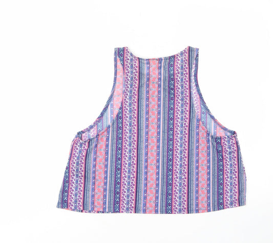 H&M Womens Multicoloured Geometric Polyester Cropped Tank Size M Crew Neck