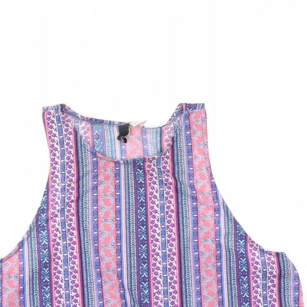 H&M Womens Multicoloured Geometric Polyester Cropped Tank Size M Crew Neck