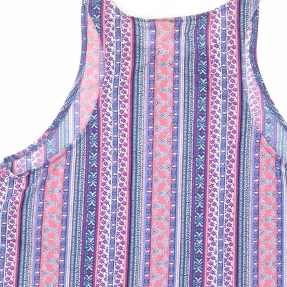 H&M Womens Multicoloured Geometric Polyester Cropped Tank Size M Crew Neck