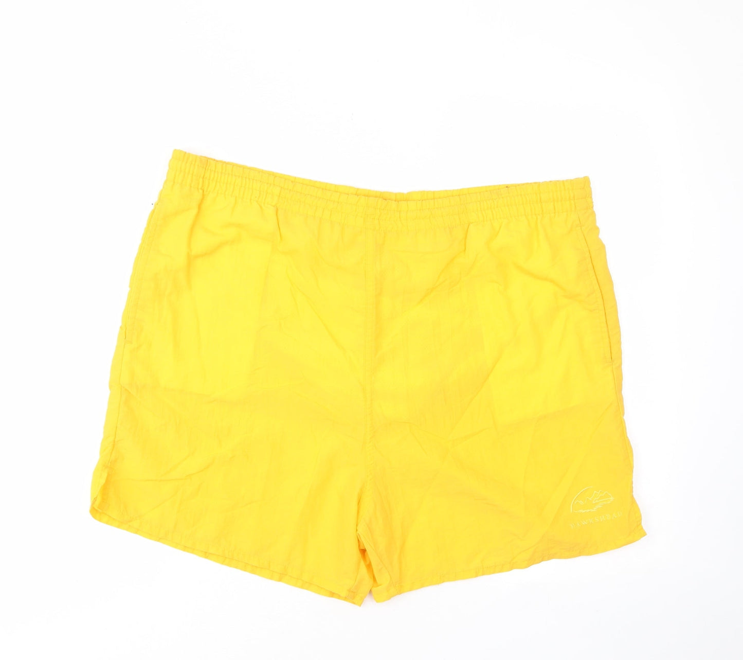 Hawkshead Mens Yellow Polyester Bermuda Shorts Size L L6 in Regular Drawstring - Logo, Embroided