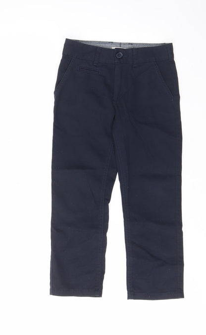 Indigo Womens Blue Cotton Trousers Size 6 Regular Zip - Pockets, Adjustable waist