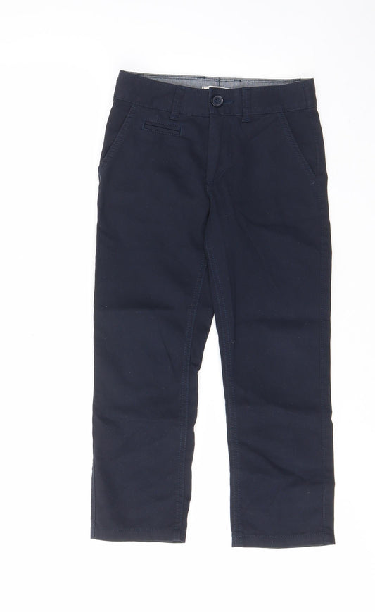 Indigo Womens Blue Cotton Trousers Size 6 Regular Zip - Pockets, Adjustable waist