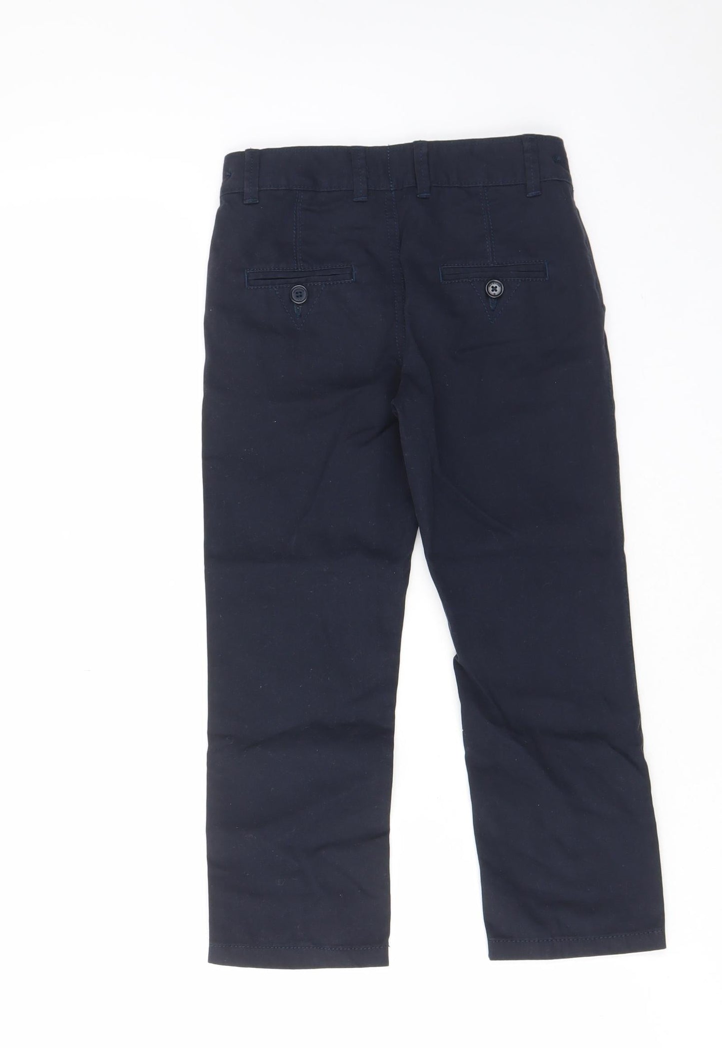 Indigo Womens Blue Cotton Trousers Size 6 Regular Zip - Pockets, Adjustable waist