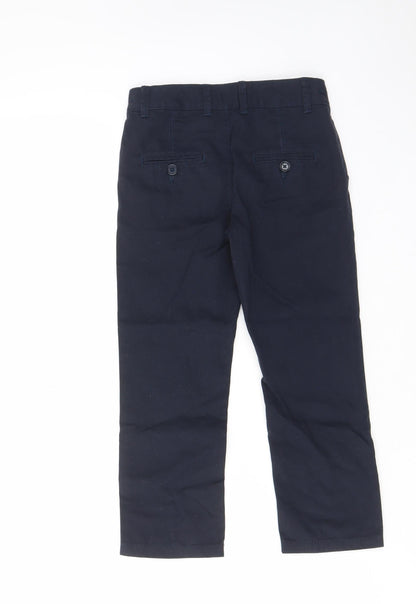 Indigo Womens Blue Cotton Trousers Size 6 Regular Zip - Pockets, Adjustable waist