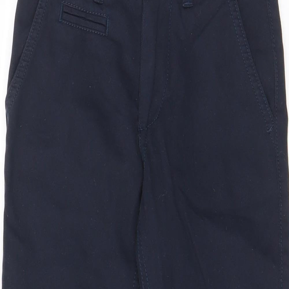 Indigo Womens Blue Cotton Trousers Size 6 Regular Zip - Pockets, Adjustable waist