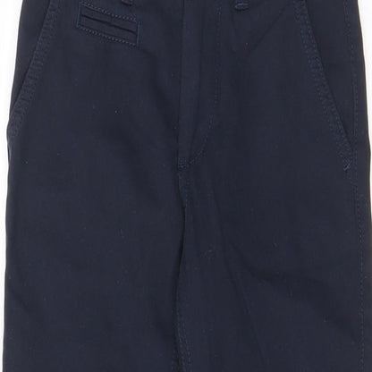 Indigo Womens Blue Cotton Trousers Size 6 Regular Zip - Pockets, Adjustable waist