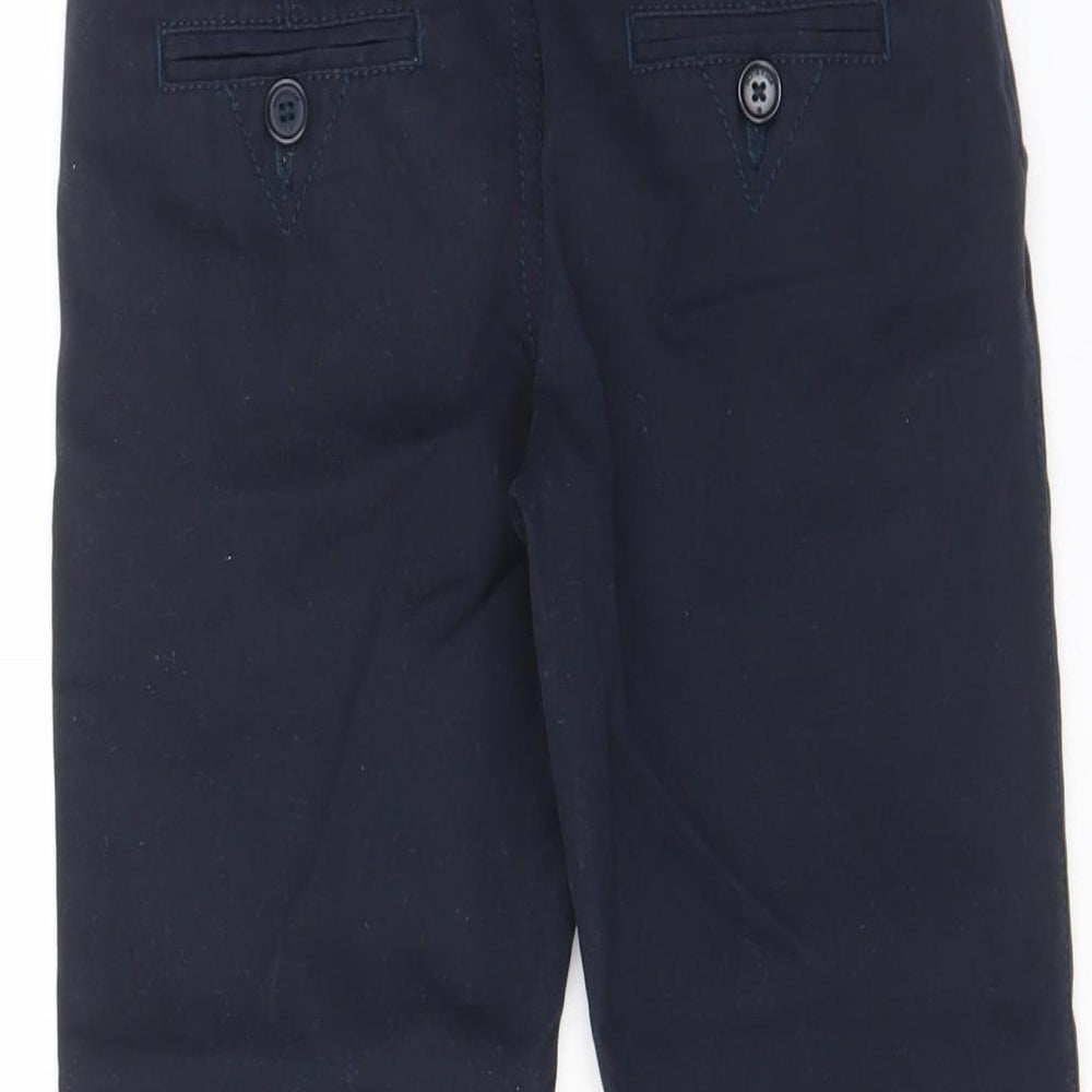 Indigo Womens Blue Cotton Trousers Size 6 Regular Zip - Pockets, Adjustable waist