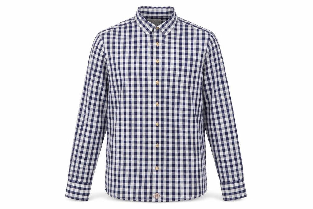 Simon Carter Mens Blue Check Cotton Button-Up Size L Collared Button