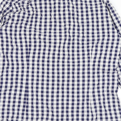 Simon Carter Mens Blue Check Cotton Button-Up Size L Collared Button