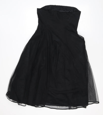 Coast Womens Black Geometric Polyester Fit & Flare Size 10 Off the Shoulder Zip - Sequins