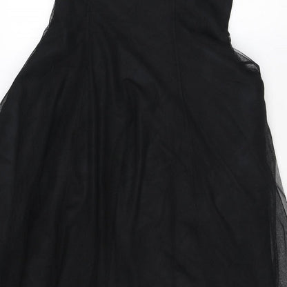 Coast Womens Black Geometric Polyester Fit & Flare Size 10 Off the Shoulder Zip - Sequins