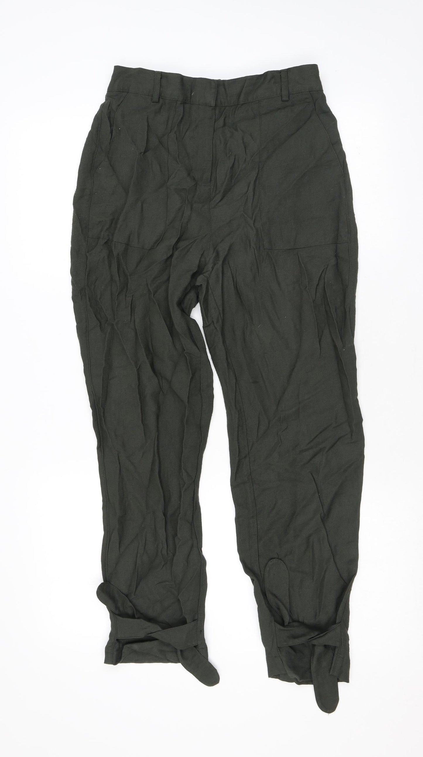 Mint Velvet Womens Grey Viscose Trousers Size 8 L26 in Regular Zip