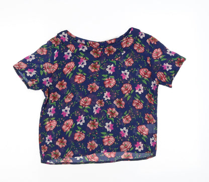 Womens UK Size S Urban Outfitters Blue Cropped Blouse